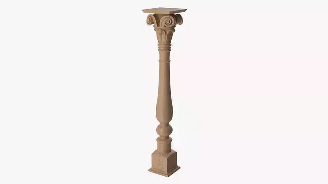 Carvedniture Leg Ionic Capital Light Wood 3D model 2