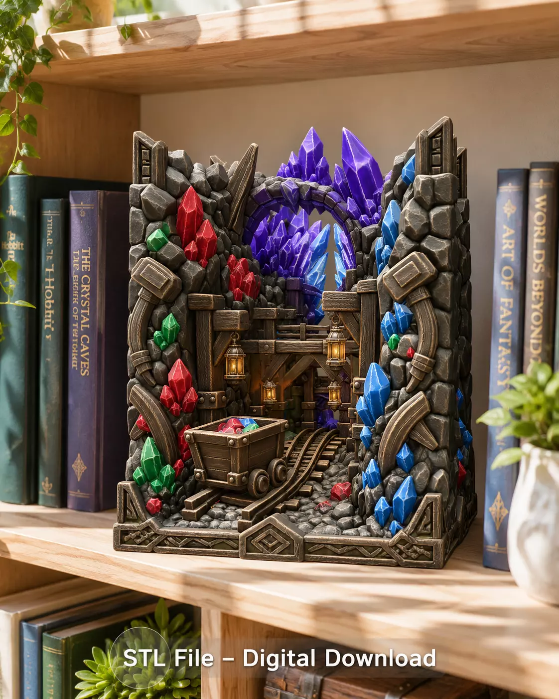 Fantasy Mining Tunnel Book Nook STL File for 3D Print 3D print model