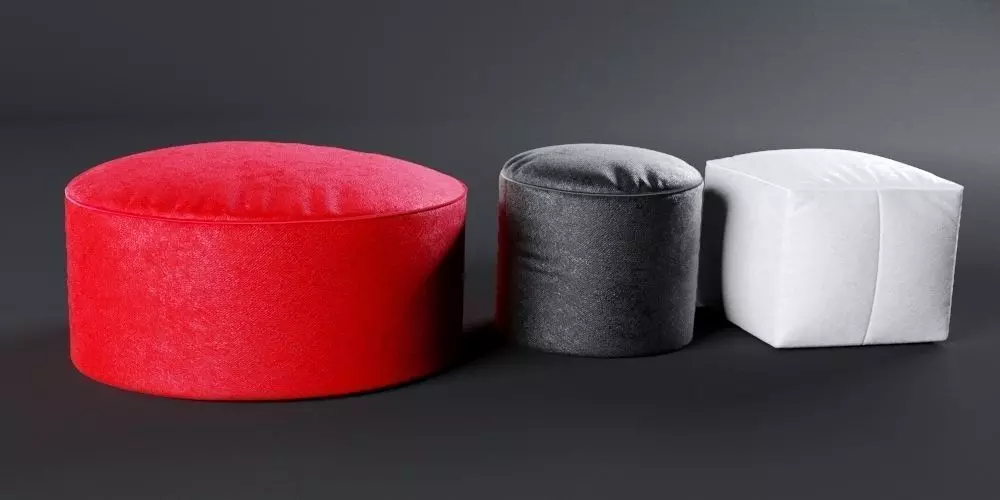 Ottomans three poufs Free 3D model