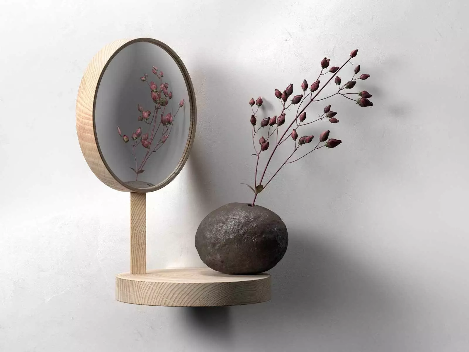 Belvedere Shelf Mirror with Vase 3D model_0