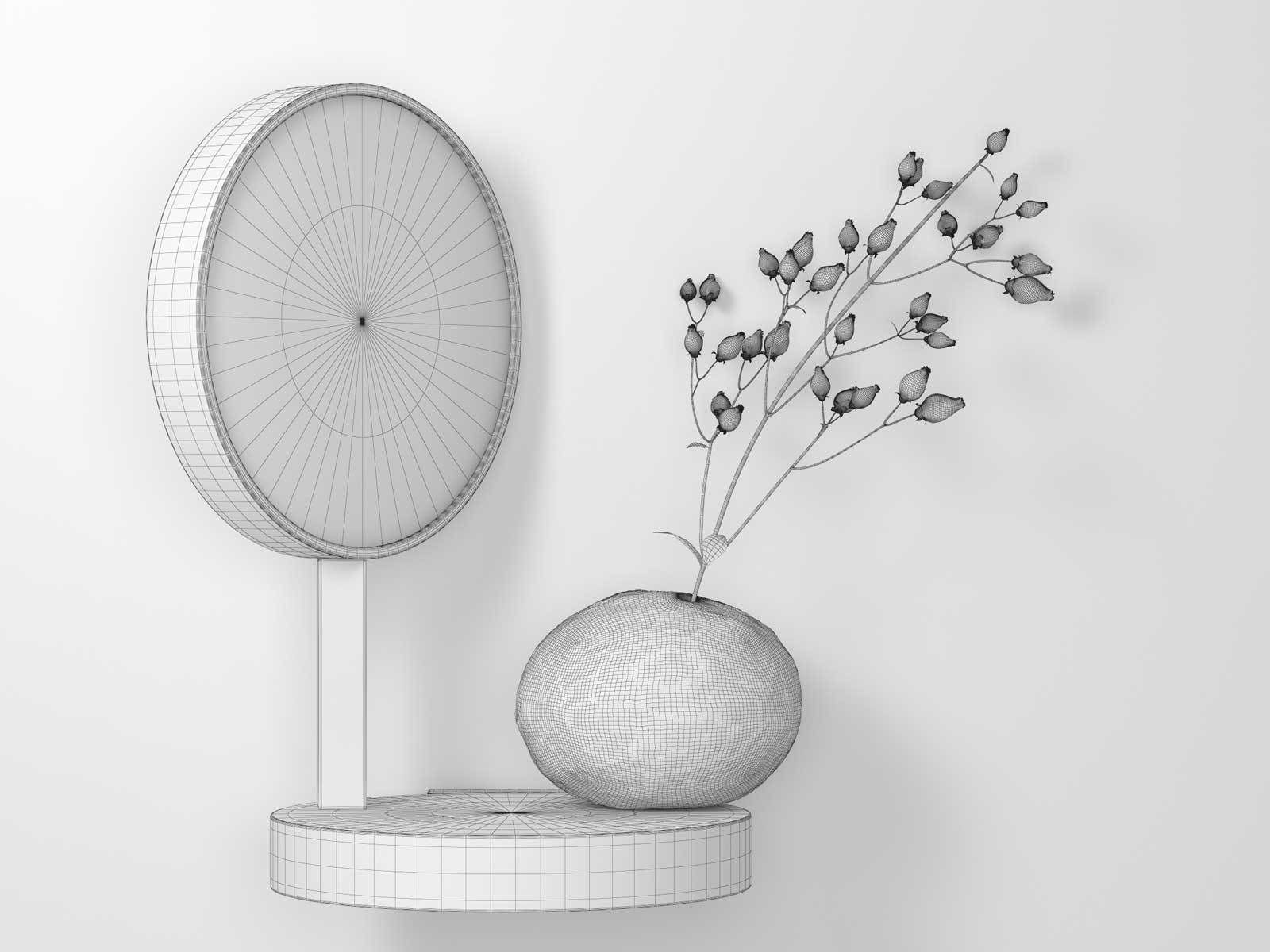 Belvedere Shelf Mirror with Vase 3D model_1