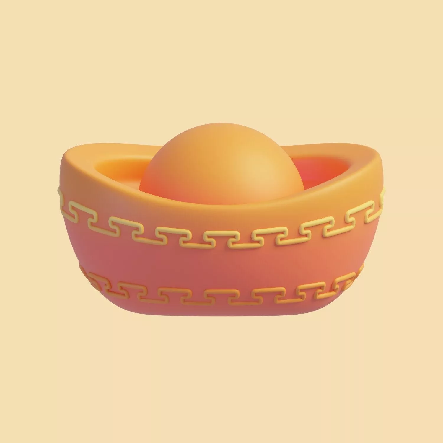 3D Chinese Gold Ingot Sycee Yuanbao for Lunar New Year 3D model
