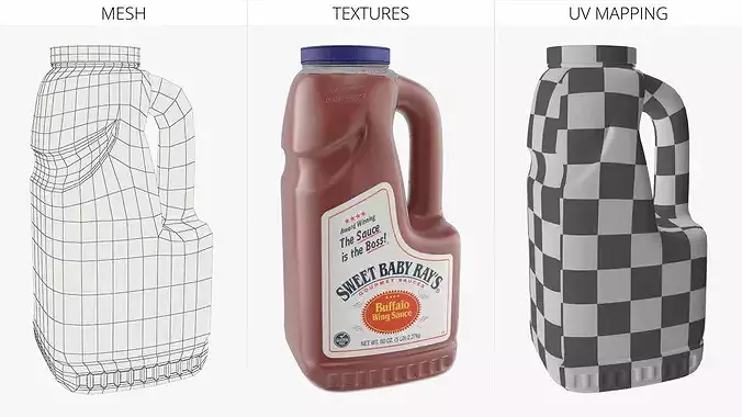 Sweet Baby Rays Buffalo Wing Sauce Gallon Bottle 3D model 7