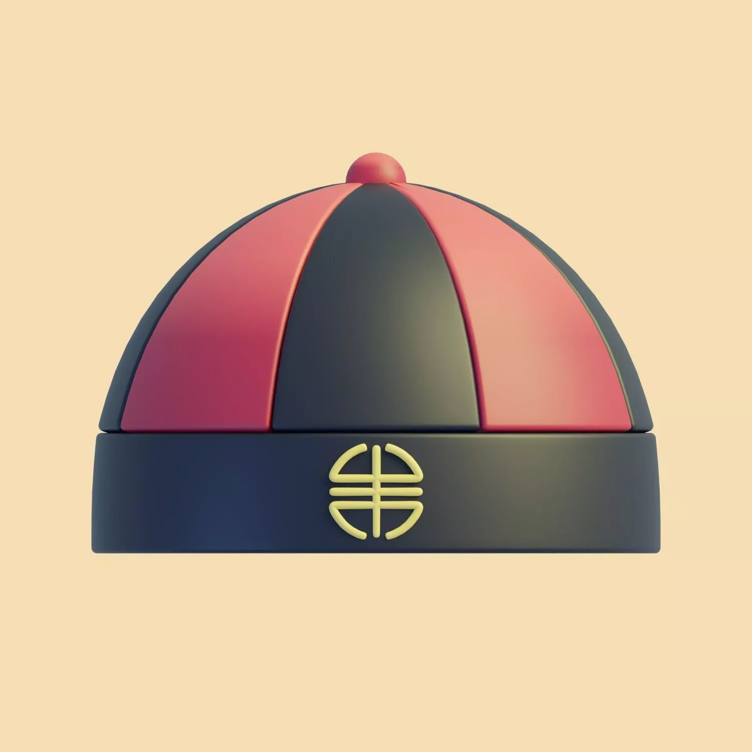 3D Traditional Chinese Qing Dynasty Official Hat Illustration 3D model
