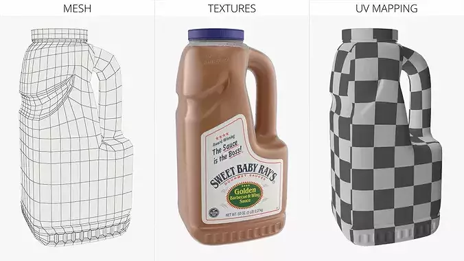 Golden Carolina-Style Sauce by Sweet Baby Rays 3D model 7