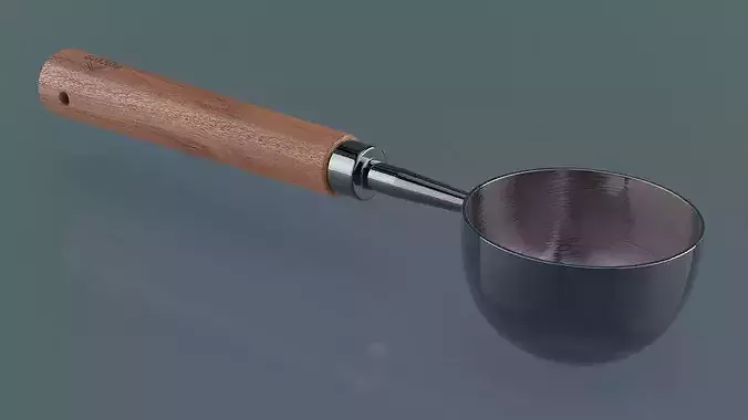 Gonzone Coffee Scoop Spoon Vintage Wood 3D model 2