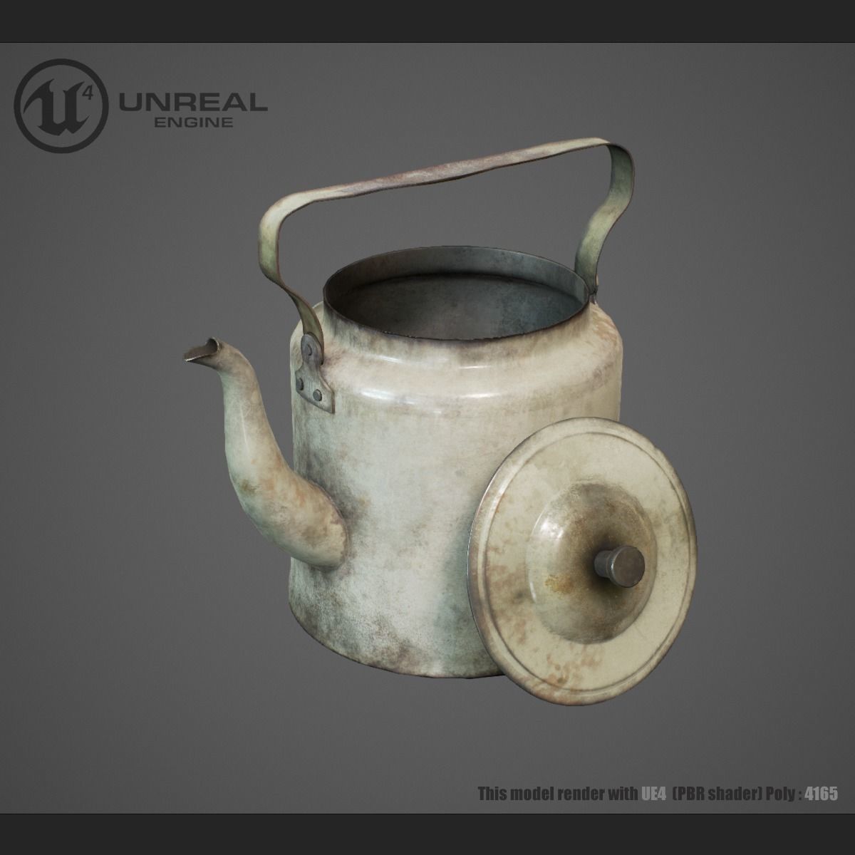 Teapot Rusty Low-poly 3D model_2