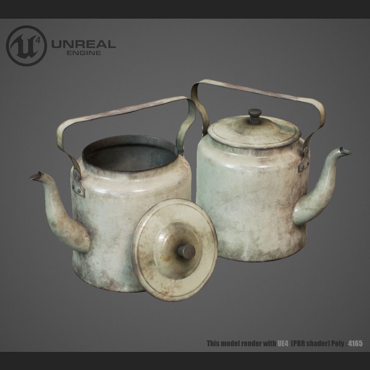 Teapot Rusty Low-poly 3D model_3