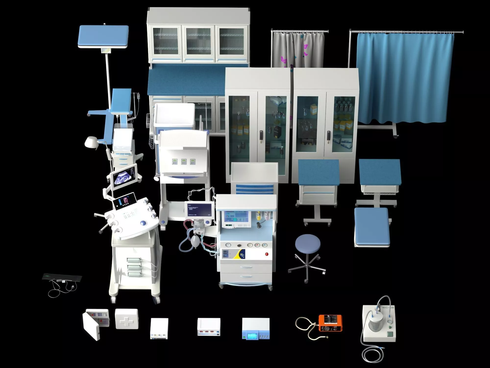 Complete Medical Exam Room Equipment 3D Model 3D model