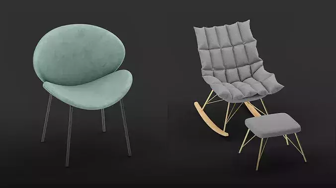 Lounge Chair Pack Vol 527 3D model 4