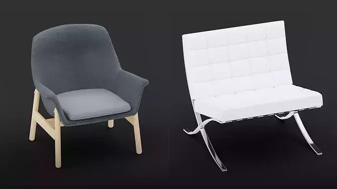 Lounge Chair Pack Vol 527 3D model 2