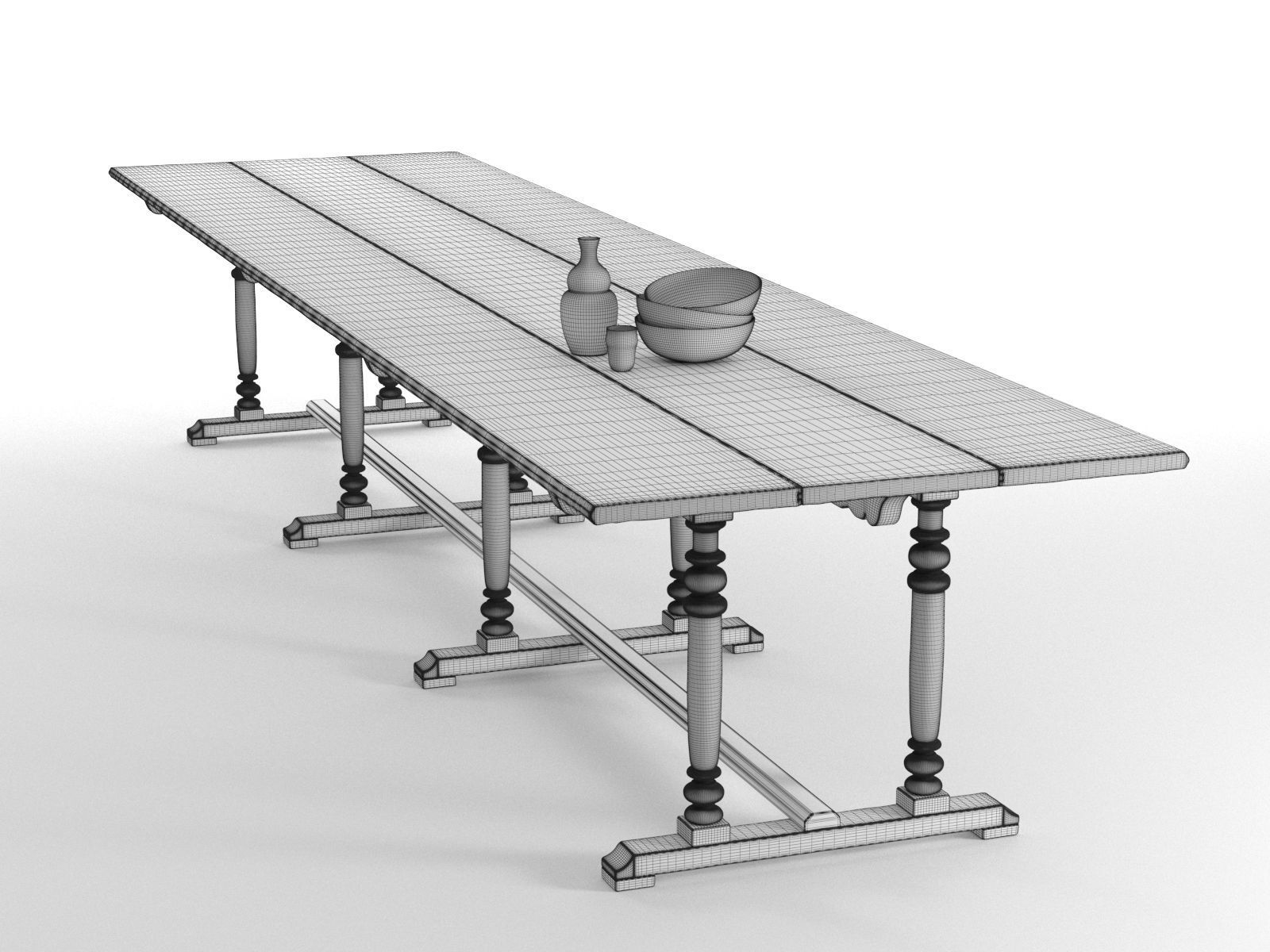 Rectangular Dining Table 3D model_1