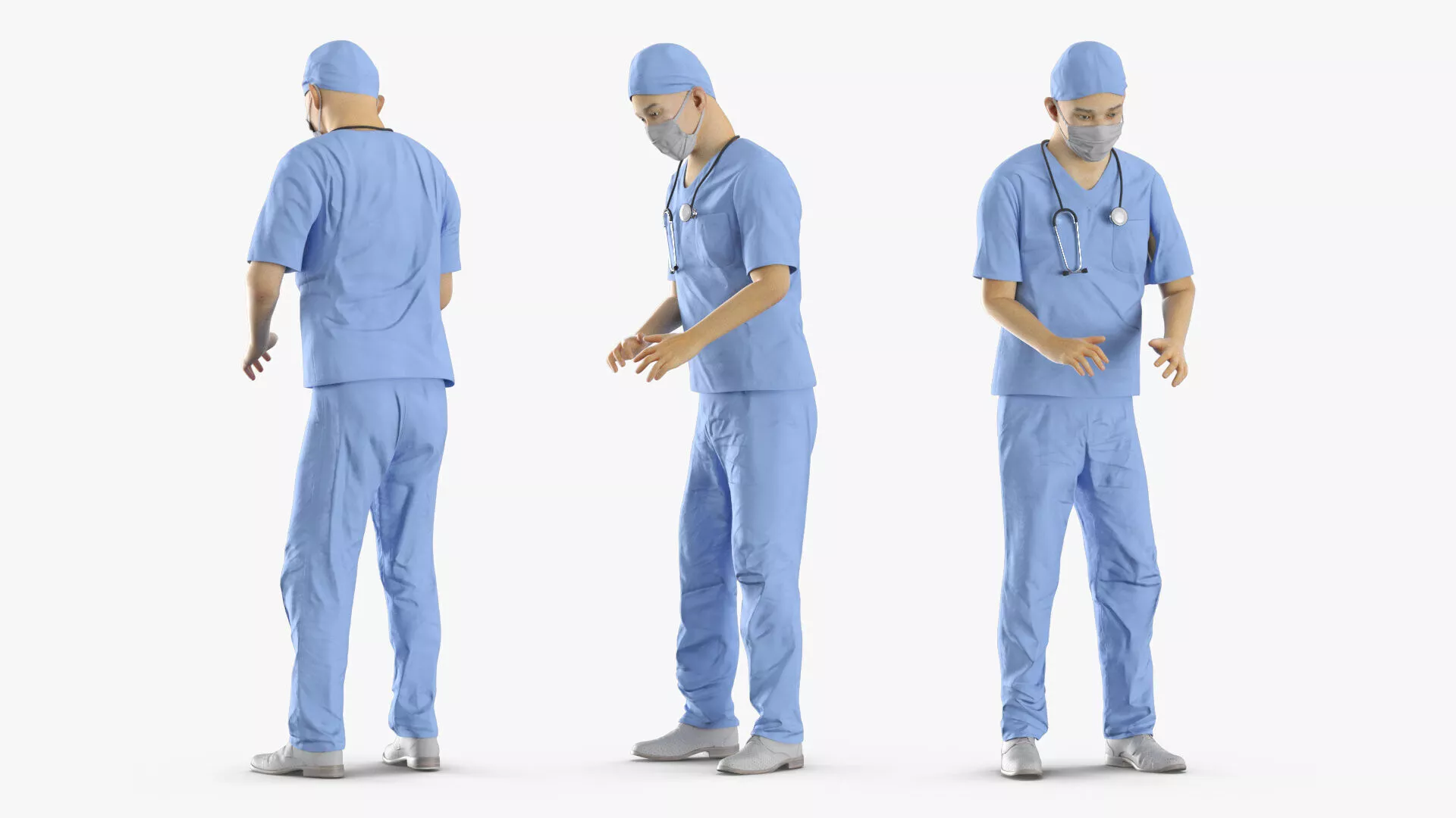 Operating Room Doctor T Pose Blue Rigged 3D model