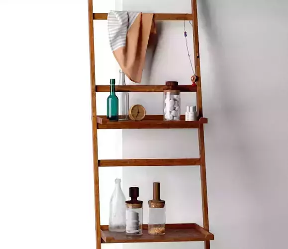 Nomad Shelf System with Muku Clock and Bath Accessories