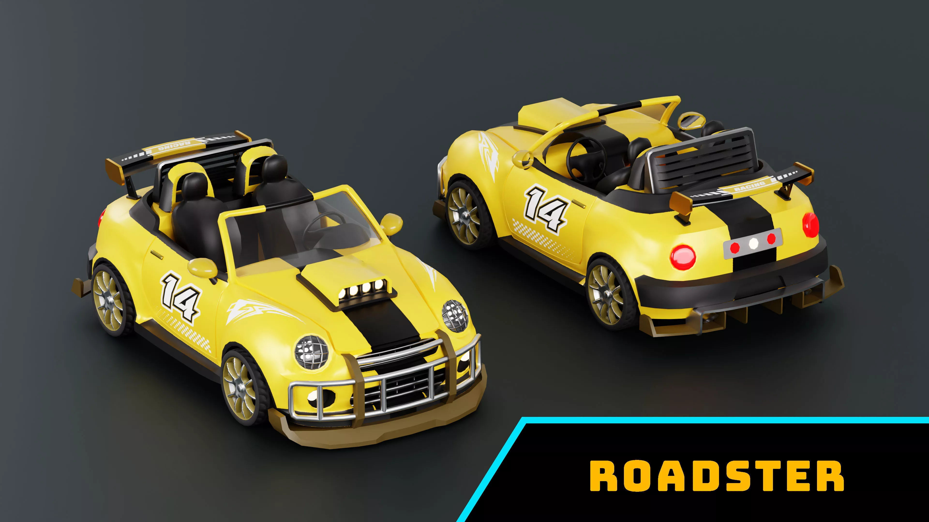 Roadster Racing Car Low-poly 3D model