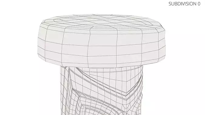 Tribal Face Stool with Red Border Multicolor 3D model 7