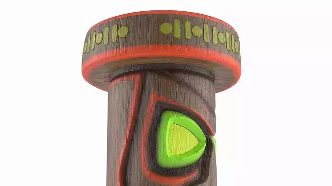 Tribal Face Stool with Red Border Multicolor 3D model 3