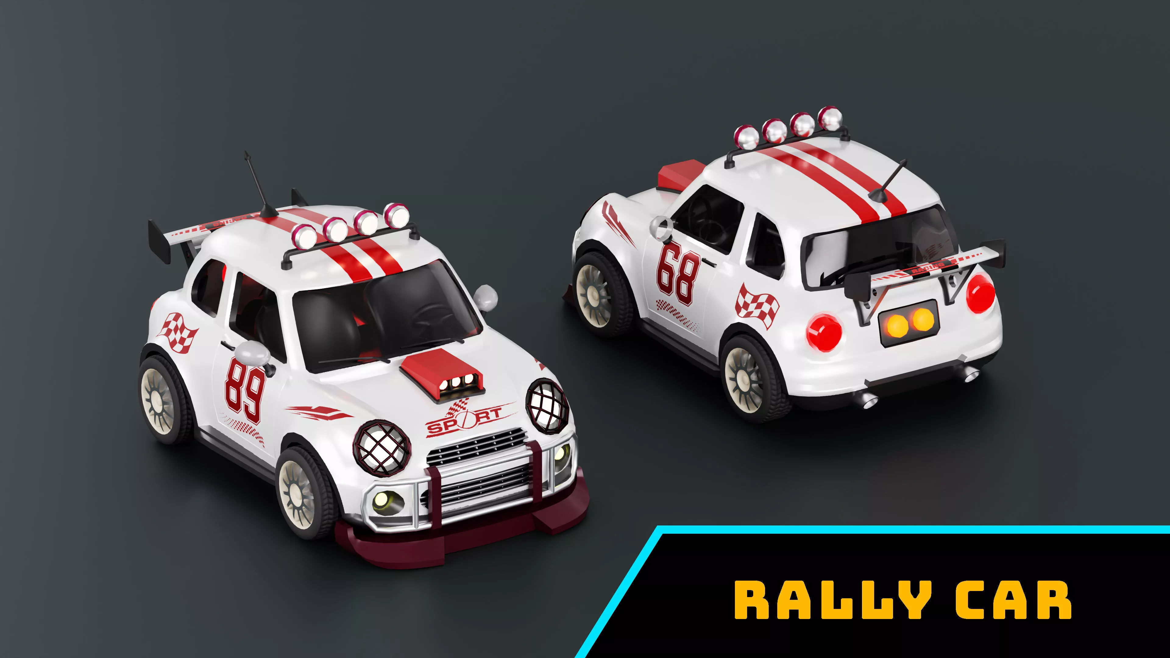 Rally Car Racing Car Low-poly 3D model