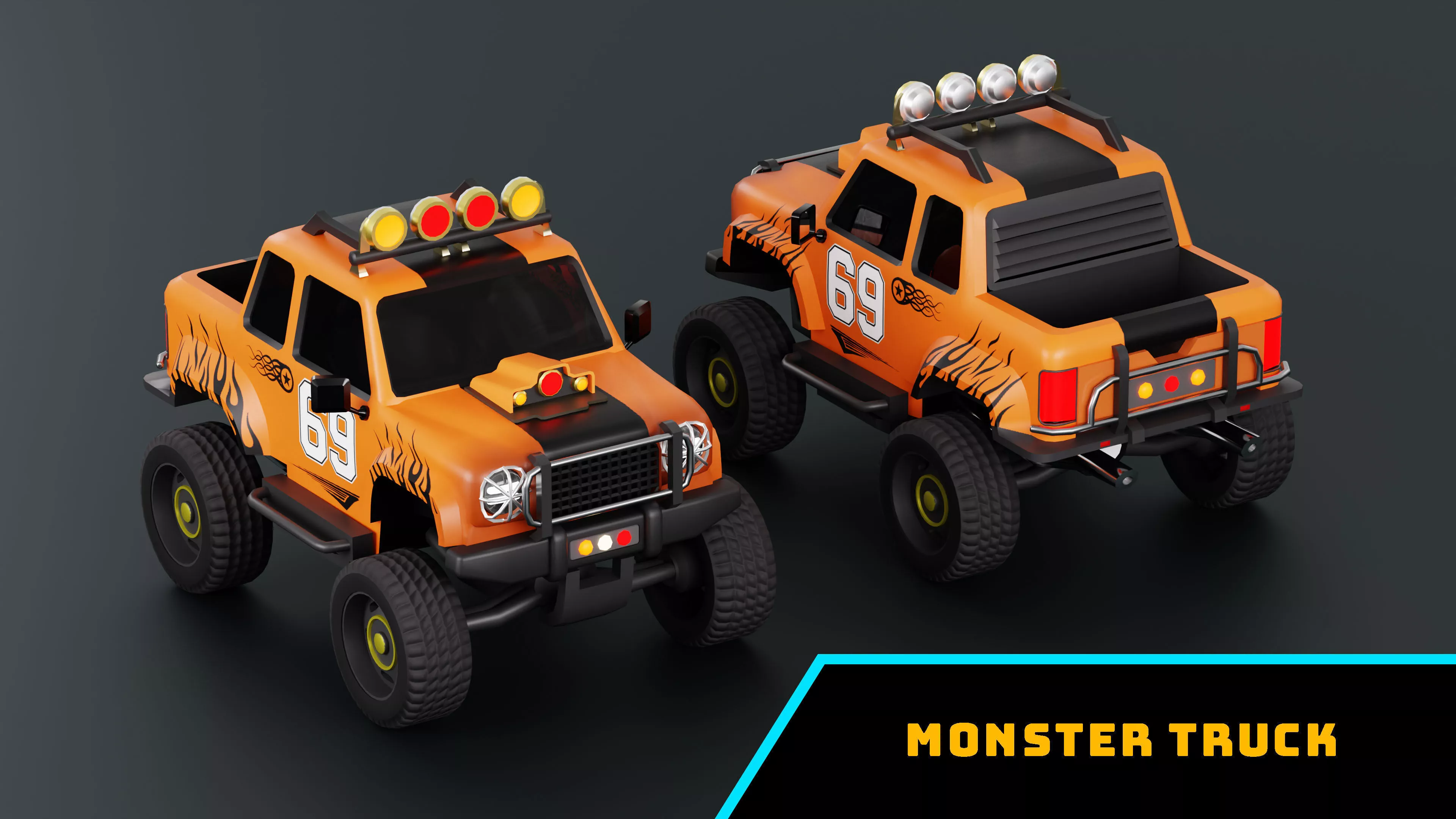 Monster Truck Racing Car Low-poly 3D model