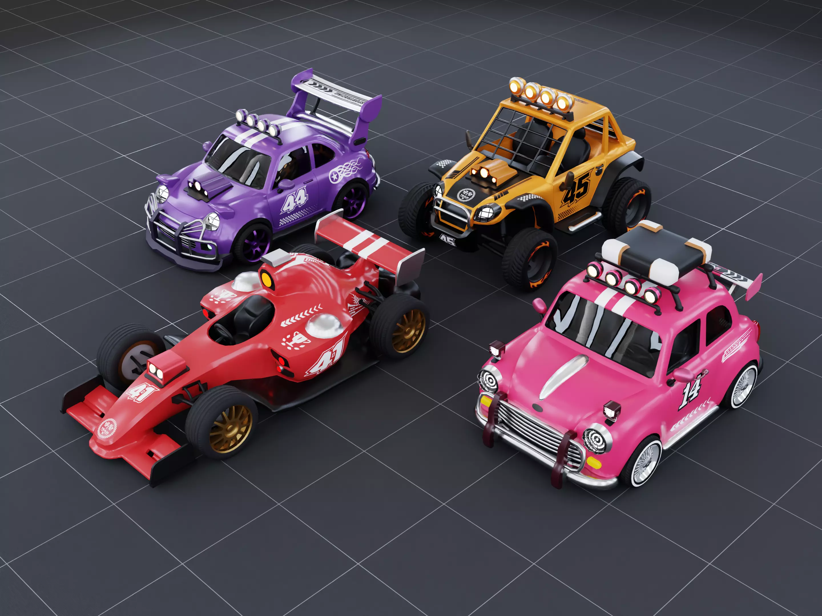 4 Racing Car - Buggy Classic Drift Car Formula Low-poly 3D model