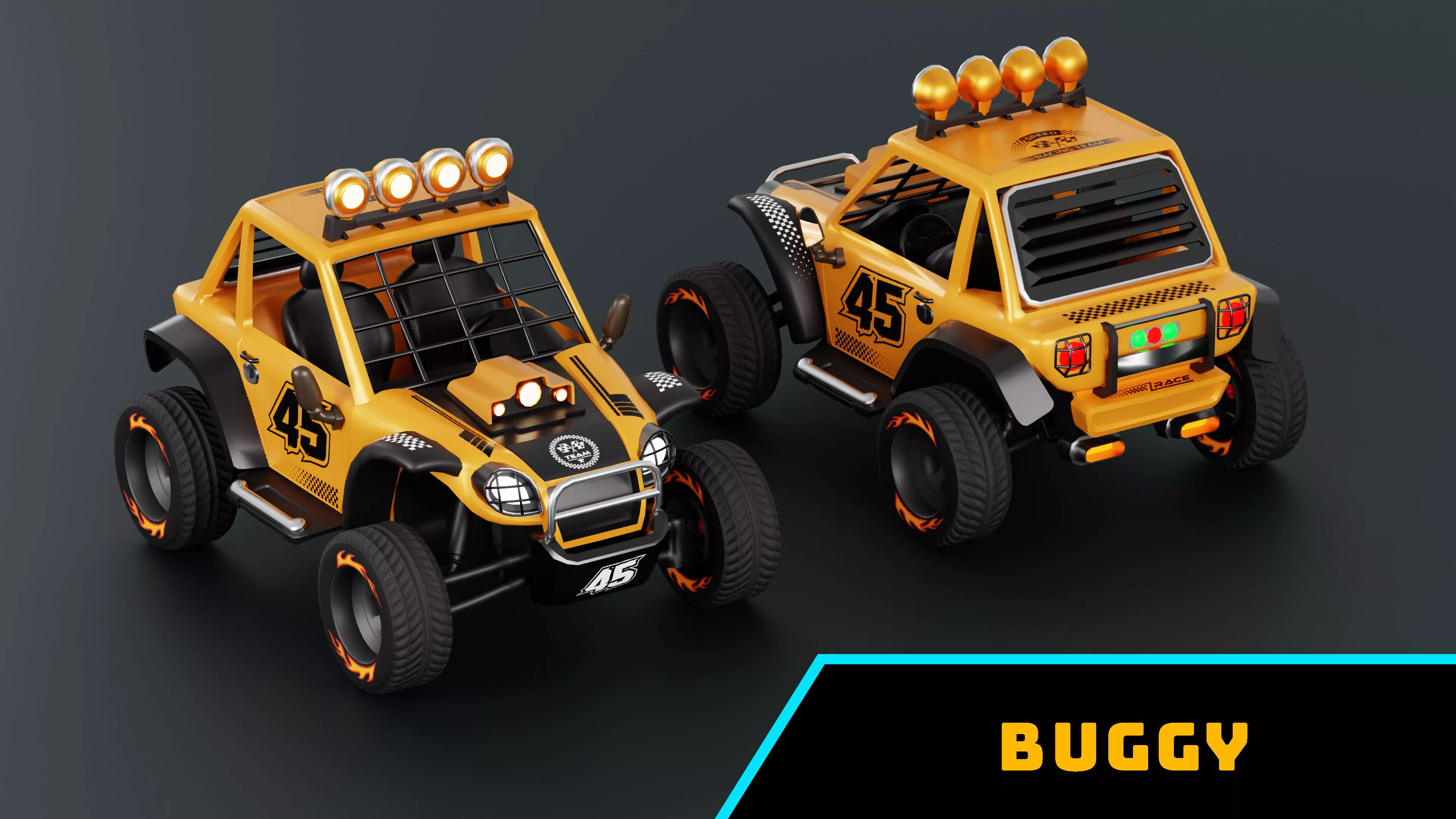 Buggy Racing Car Low-poly 3D model
