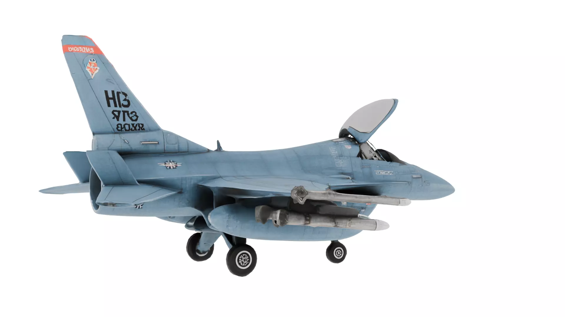 High Poly F-16 Fighting Falcon Jet 3D Model 3D model