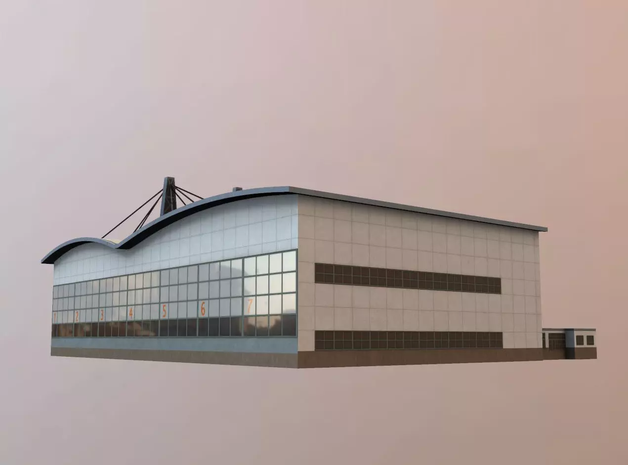 EDDH Hangar2 Low-poly 3D model