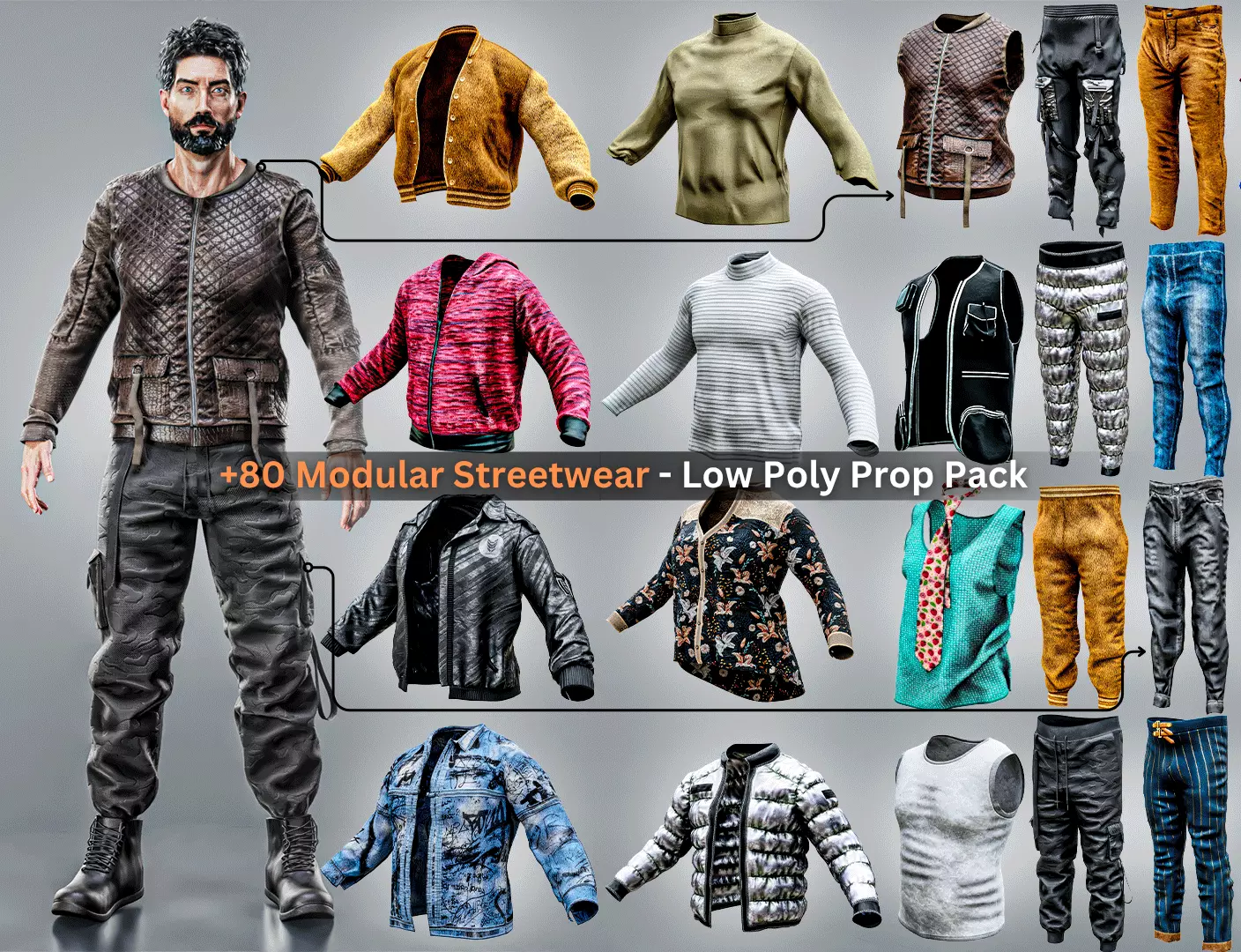 Streetwear Low-Poly Prop Pack - Module 01 FREE Free low-poly 3D model
