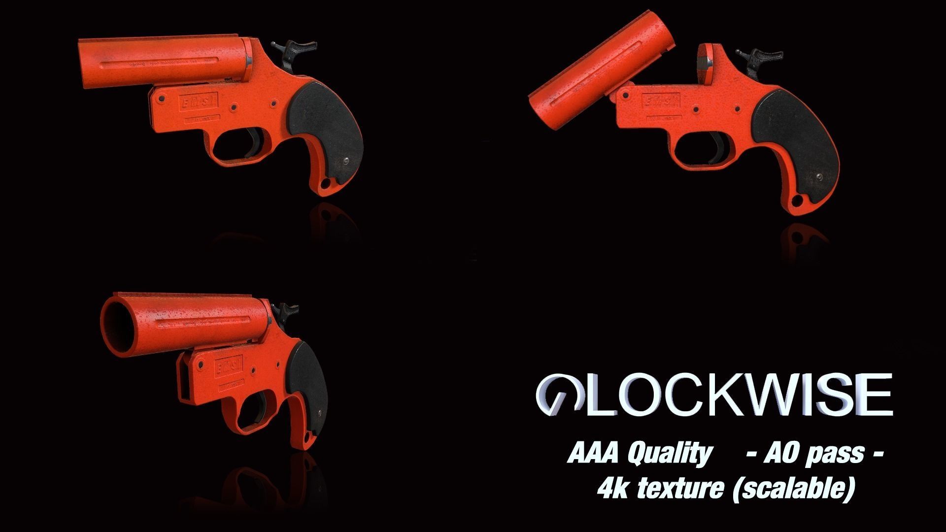 Flare Gun Low-poly 3D model_3
