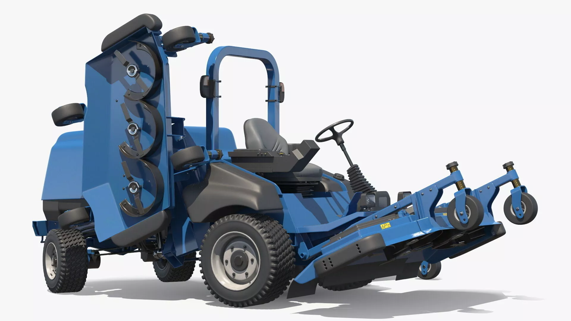 Hydraulic Steering Wide Deck Mower Blue Rigged 3D model