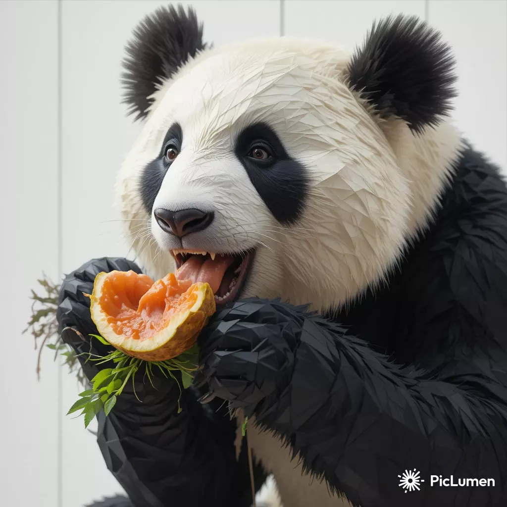 Eating Low Poly Panda 3D Model - Geometric Animal Asset 3D print model
