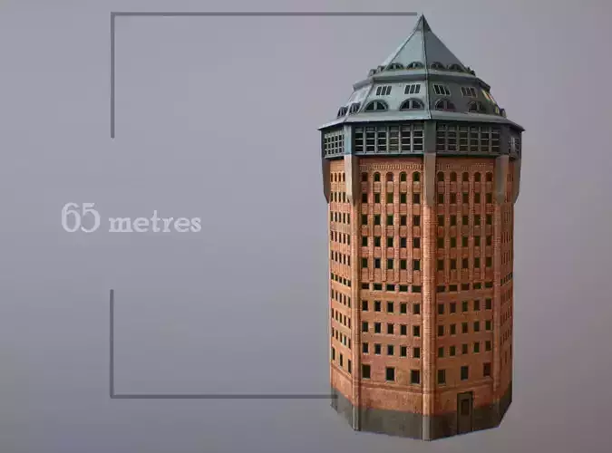 Hamburg Water Tower Low-poly 3D model