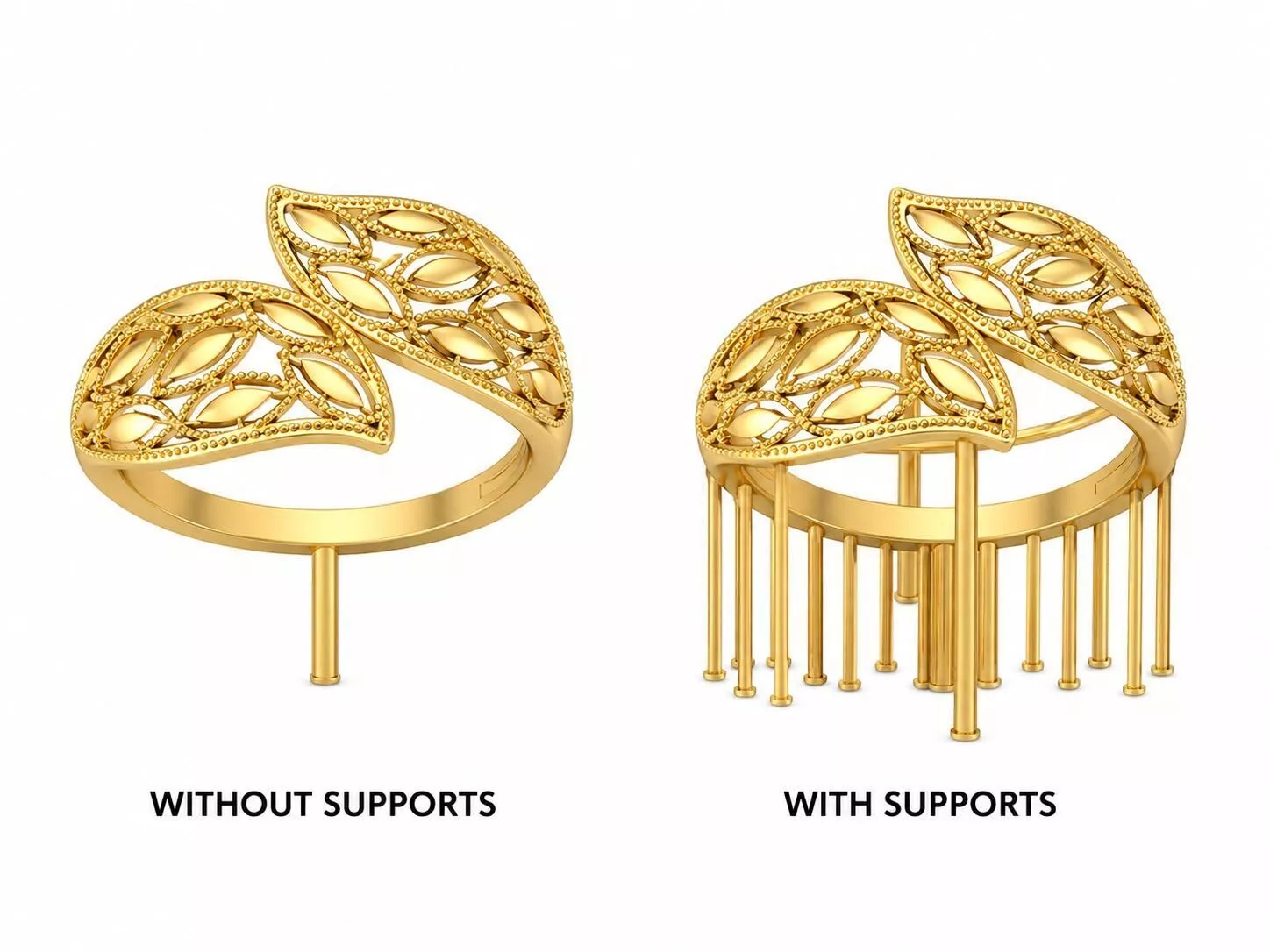 Leaf Filigree Ring STL Jewelry CAD Model Supported Unsupported 3D print model