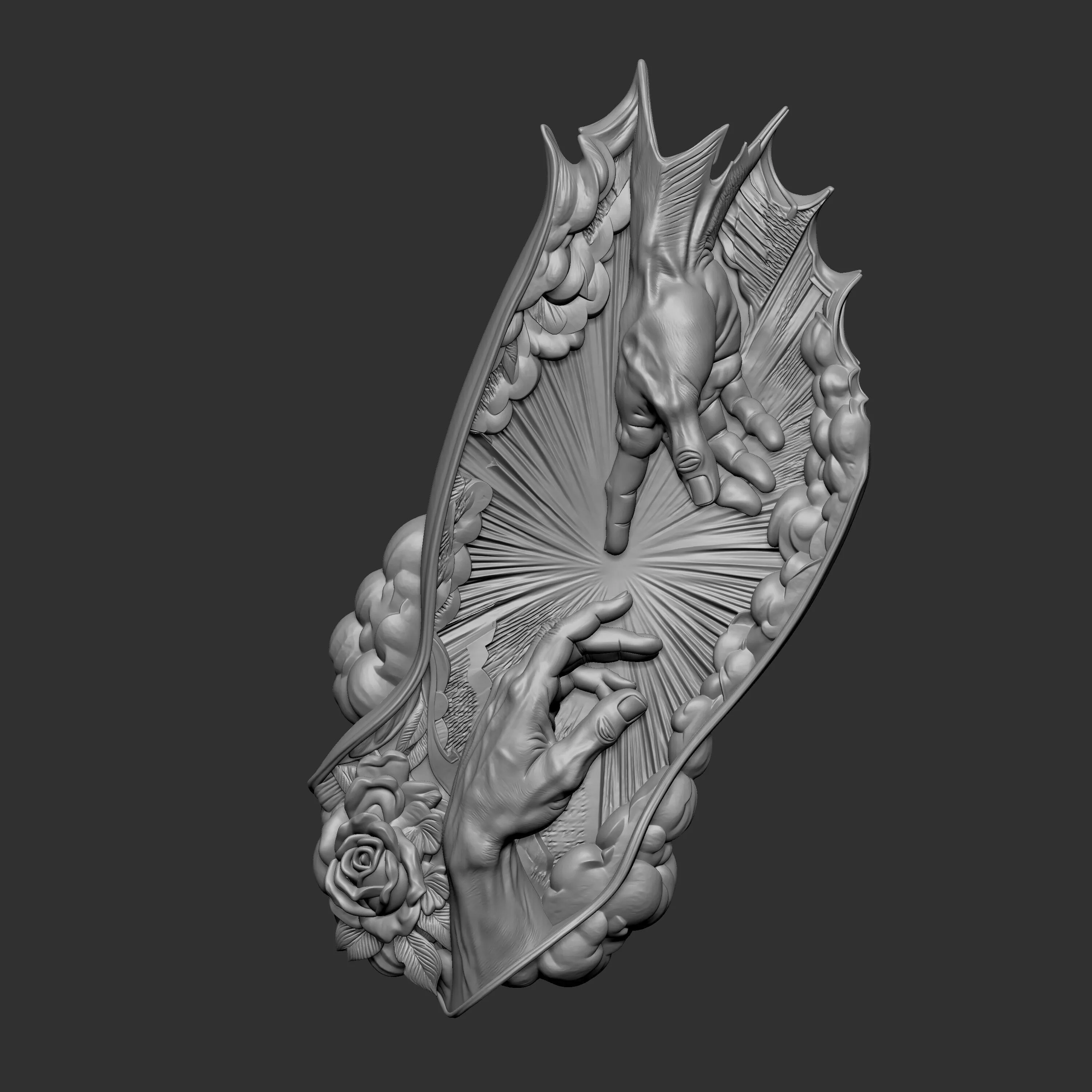 3D digital relief sculpture inspired The Creation of Adam 3D print model