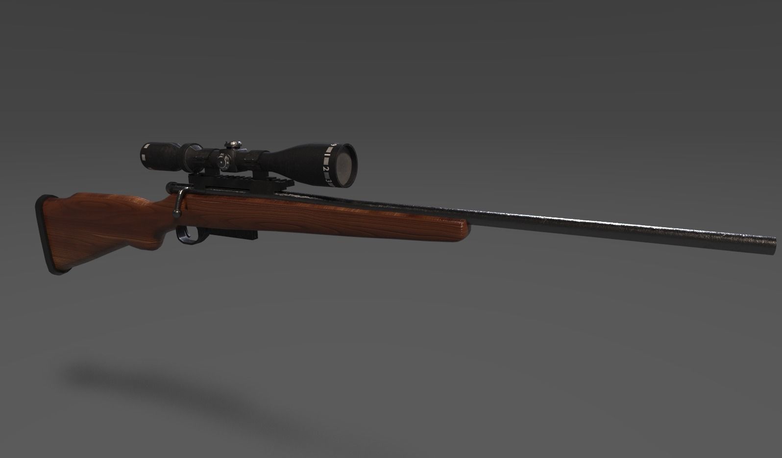 Hunting Rifle Low-poly 3D model_2
