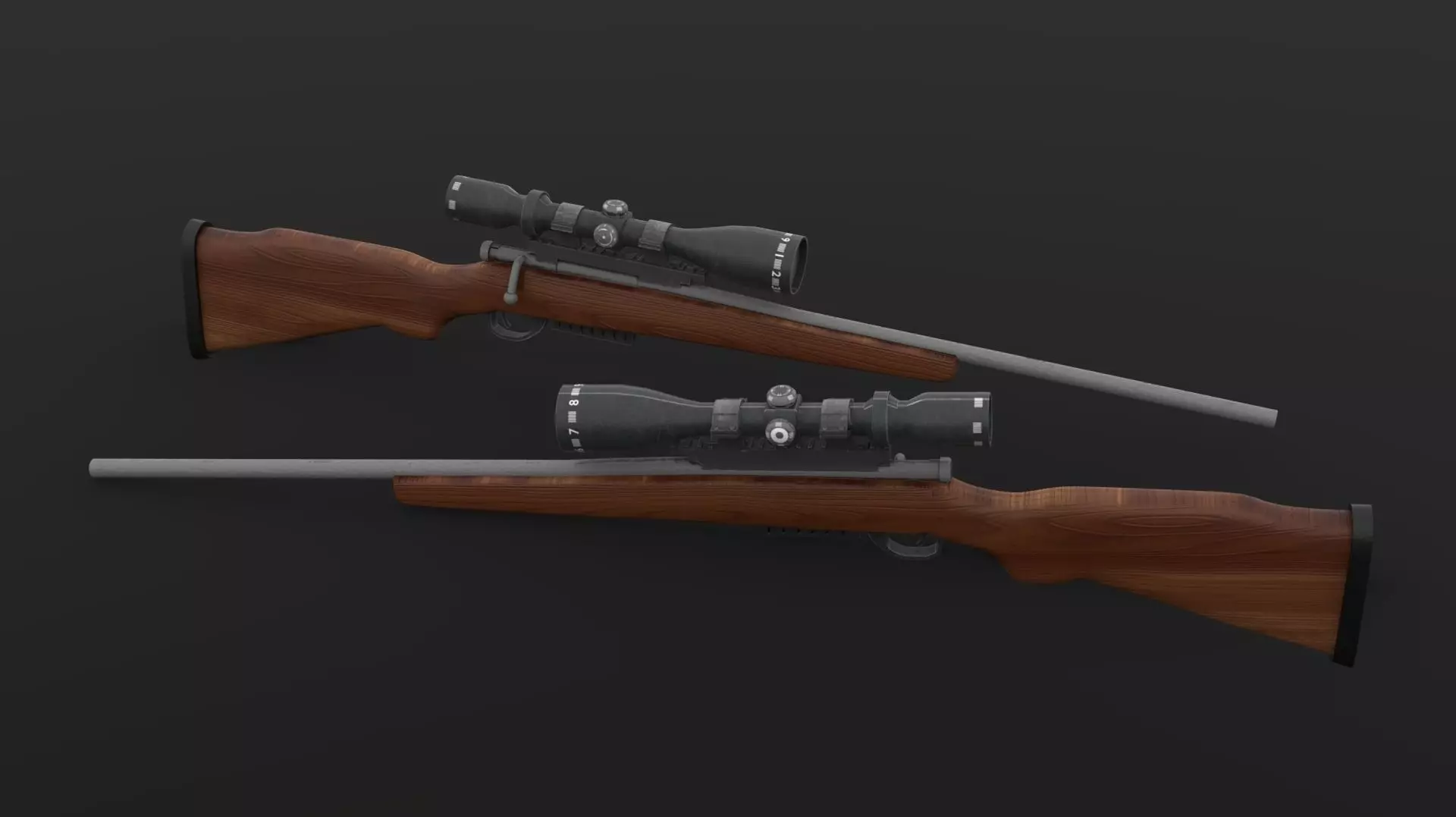 Hunting Rifle Low-poly 3D model_0