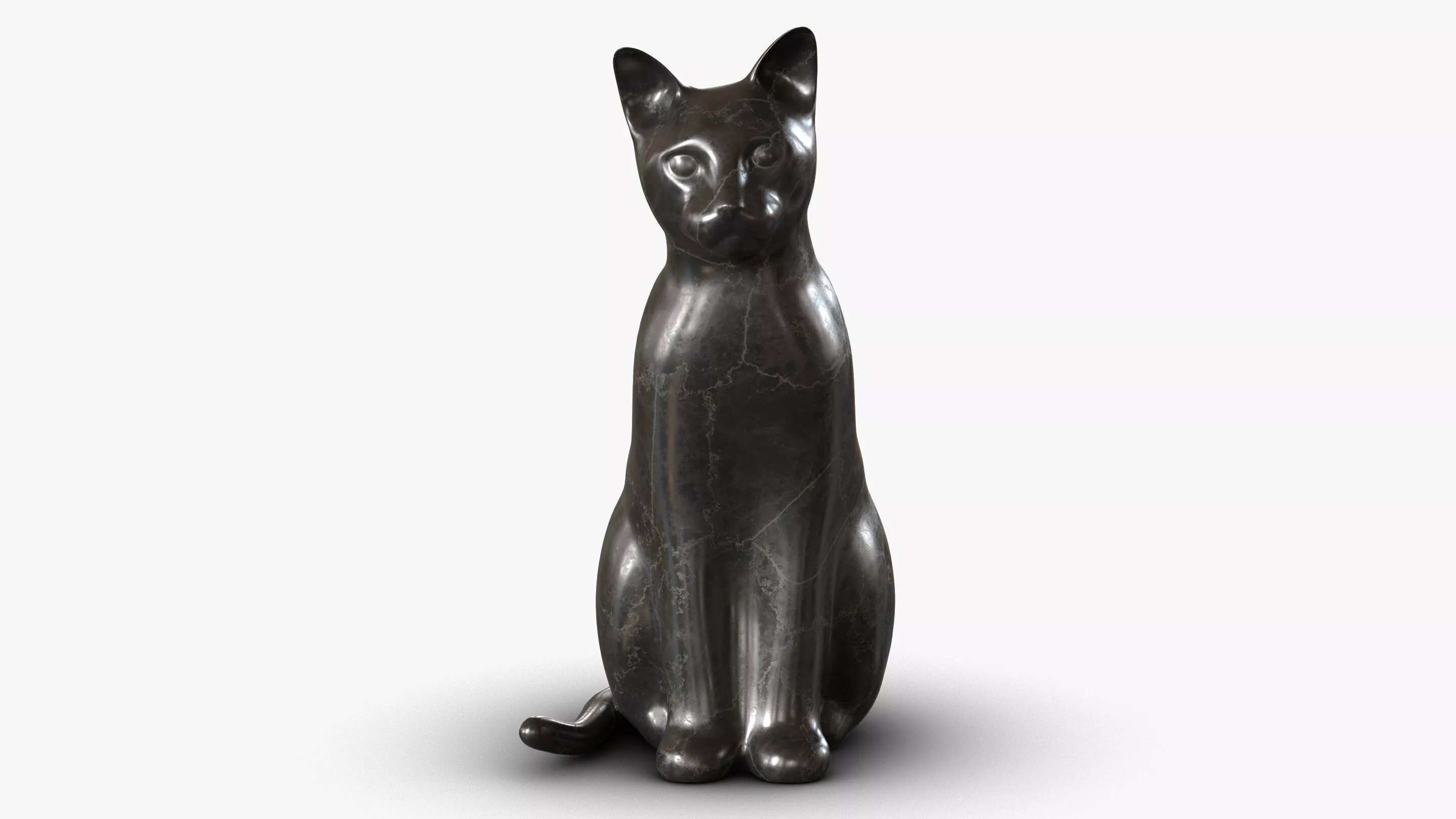 Cat Statuette Low-poly 3D model
