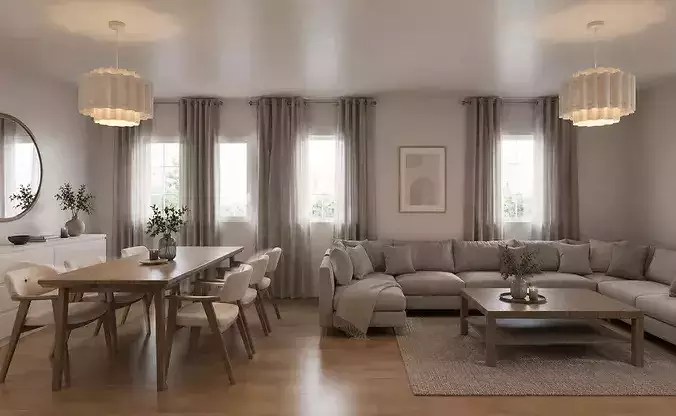 IKEA Apartment Interior Max AutoCAD DWG Shopping Scandinavian 3D model