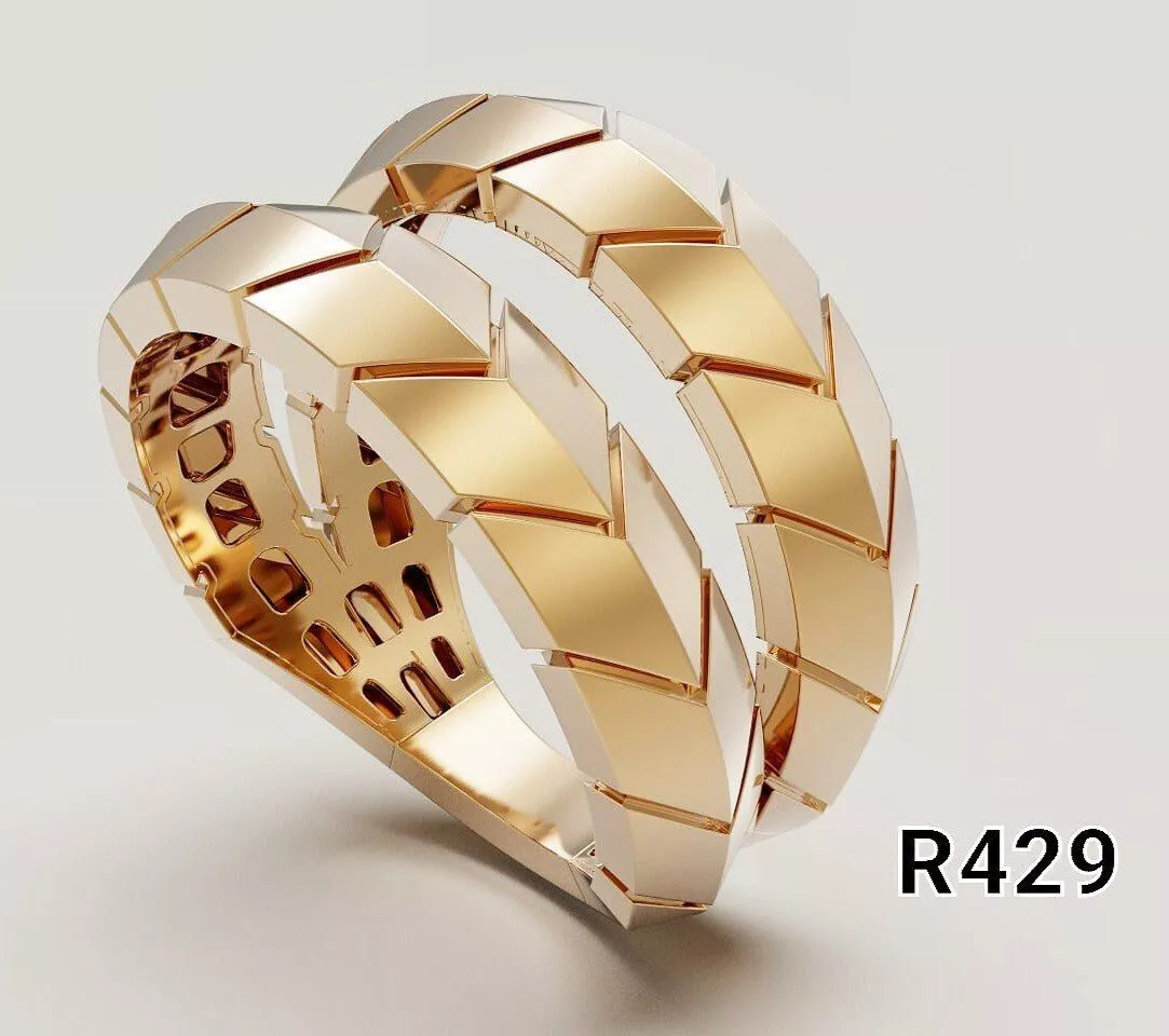 Modern two chevron ring 3D print model