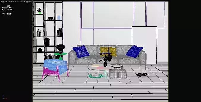 Modern Leather Sofa  set Living Room Furniture Set 3D model 7