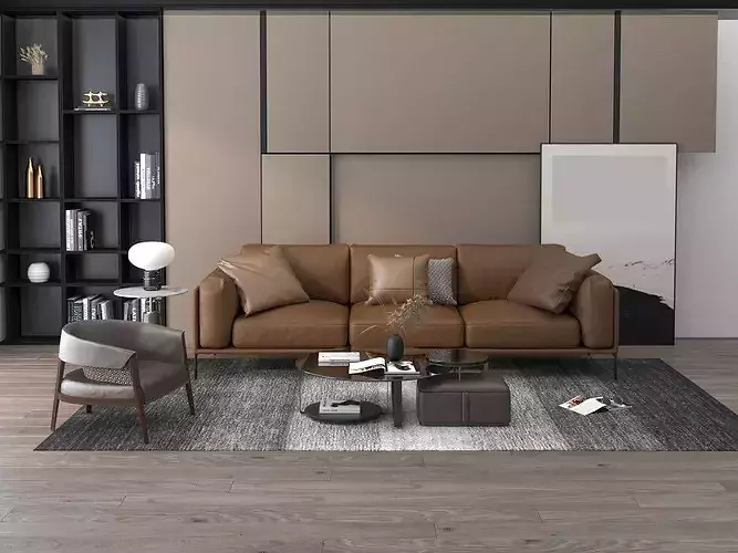 Modern Leather Sofa set Living Room Furniture Set 3D model