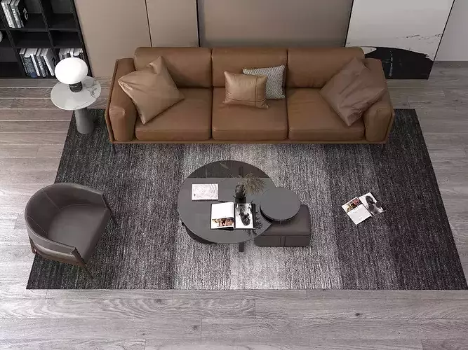 Modern Leather Sofa  set Living Room Furniture Set 3D model 2