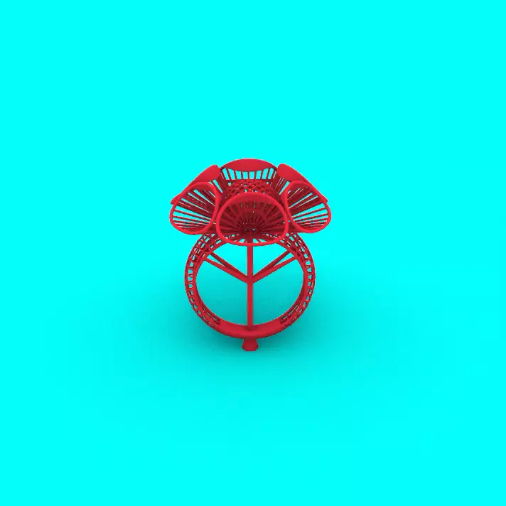Architectural Floral Cluster Openwork Ring 3D print model