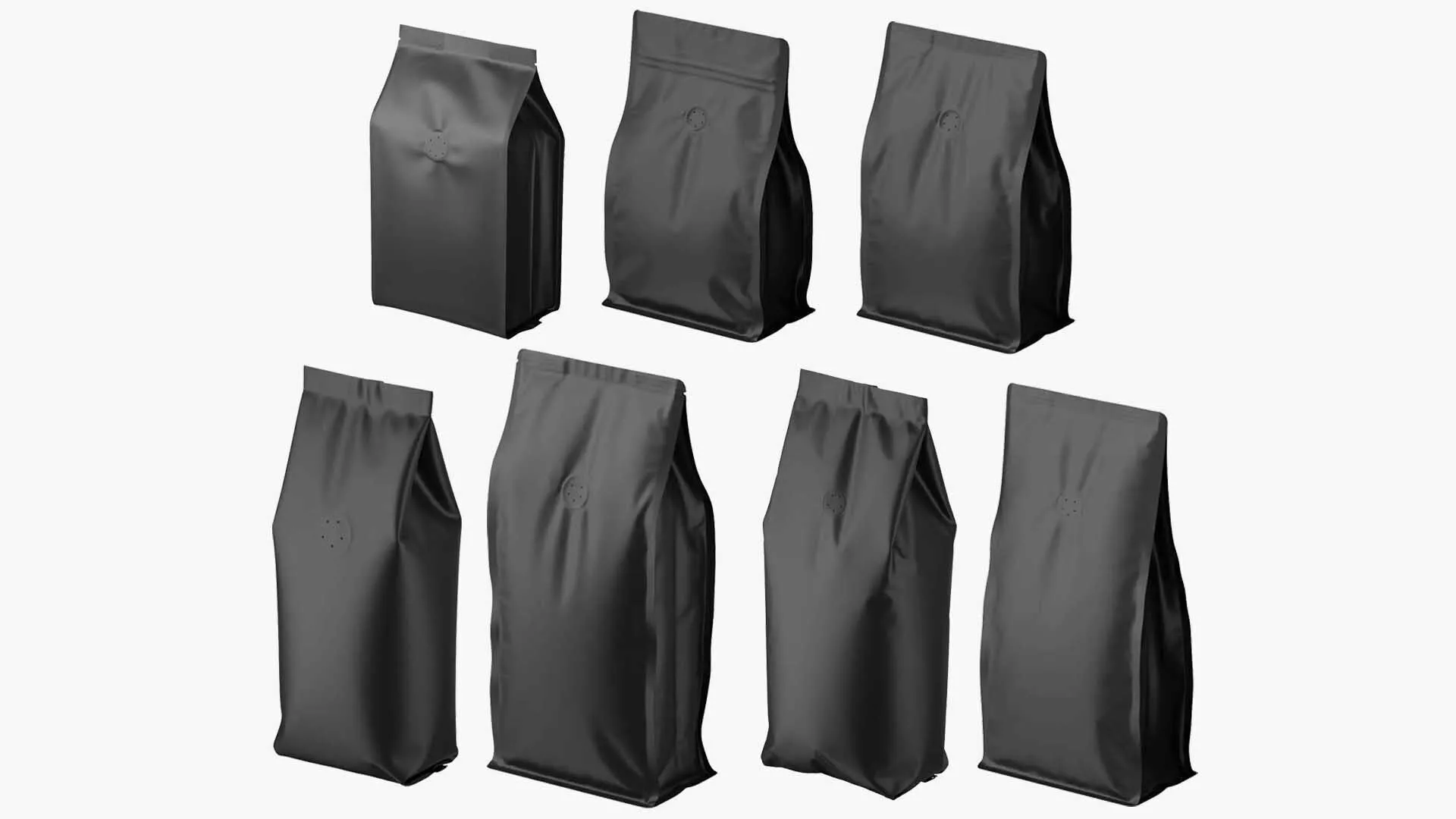 Coffee Bag Mockup Set 02 3D Model Pack