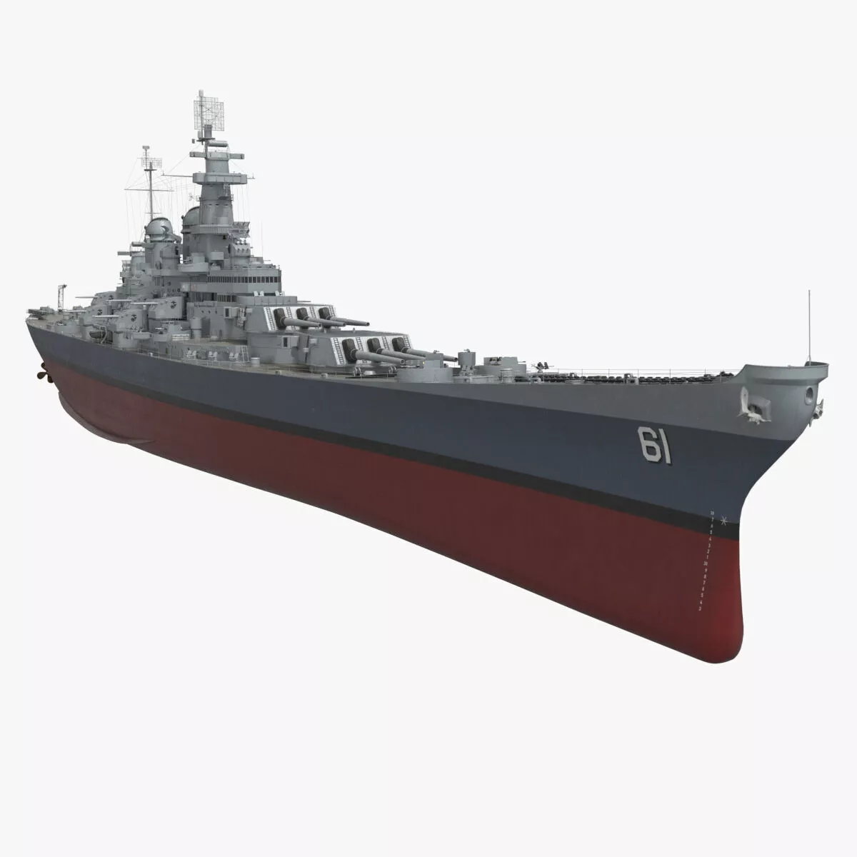American Heavy Battleship USS Iowa Rigged for Cinema 4D 3D model