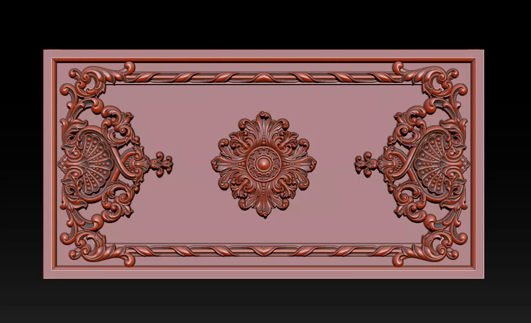 Ornament- Floral- Relief- STL- CNC- Decor- Carving- Furniture 3D print model