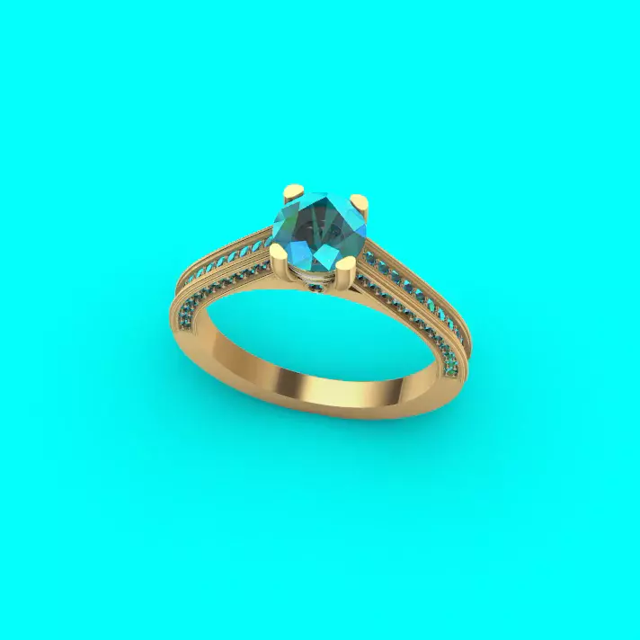 Cathedral Solitaire Ring with Channel Set Accents 3D print model