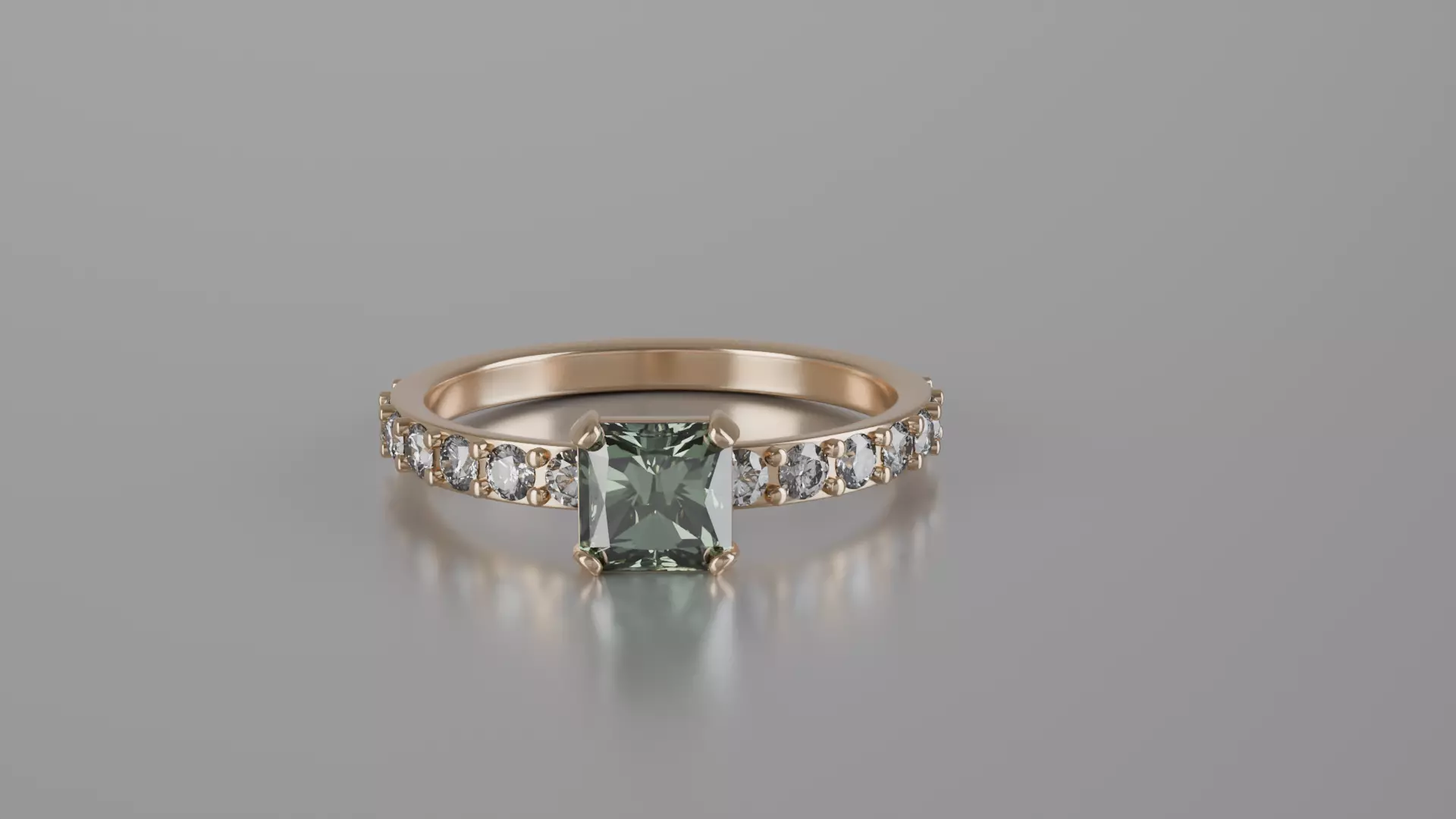 Radiant Cut Solitaire Ring 3D print model