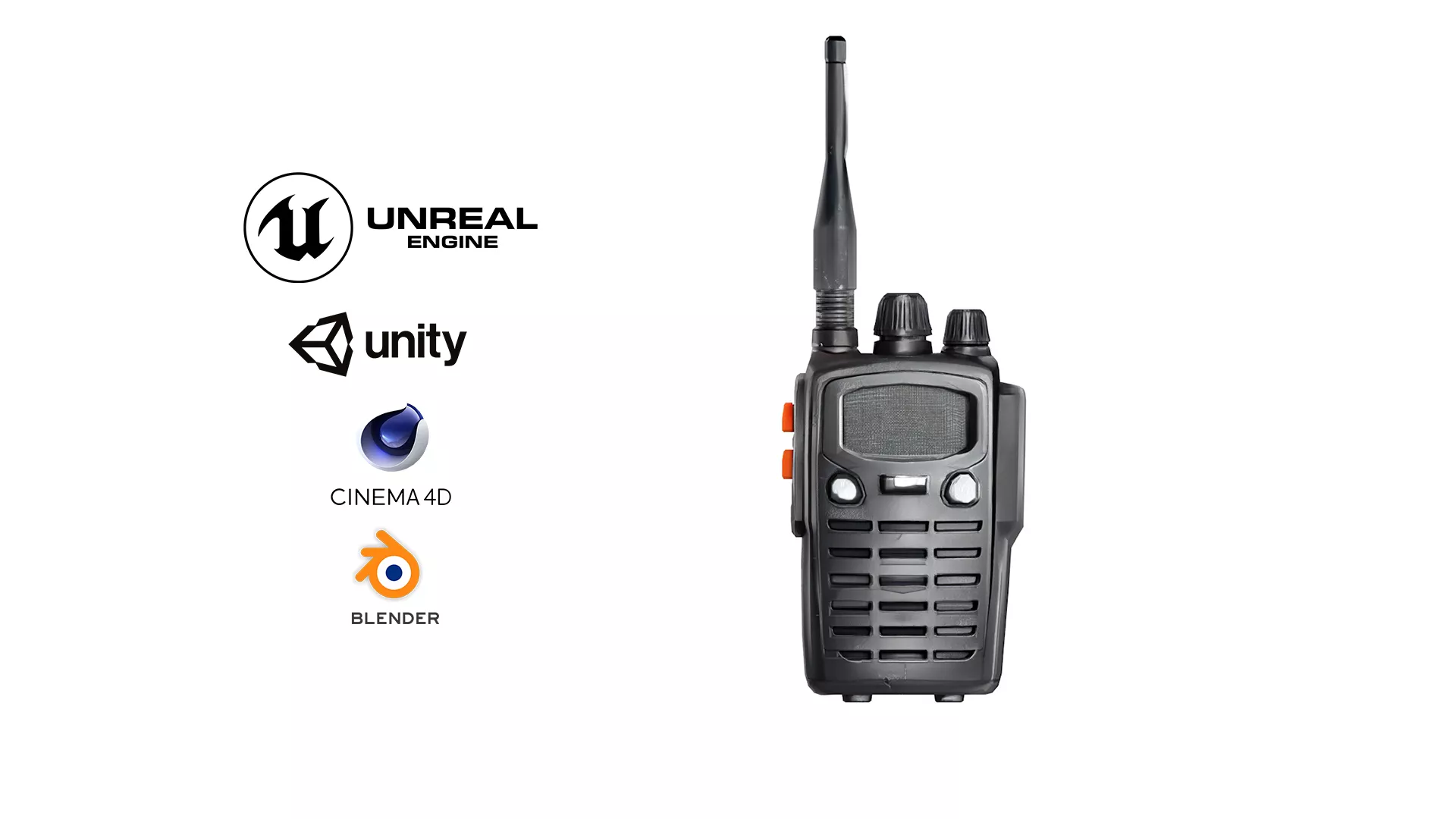 Walkie talkie game ready PBR Free low-poly 3D model