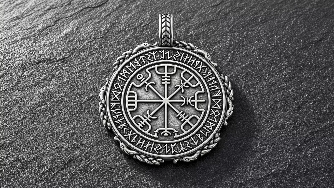 Authentic Vegvisir Viking Compass Pendant with Runic 3D print model